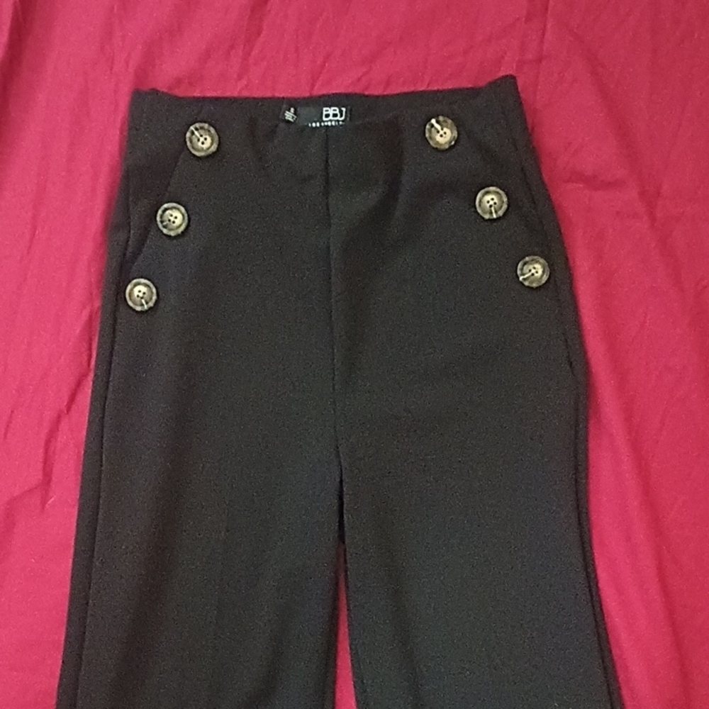 BBJ Los Angeles Black Wide-Leg Trousers Size S Spring Summer Professional Button